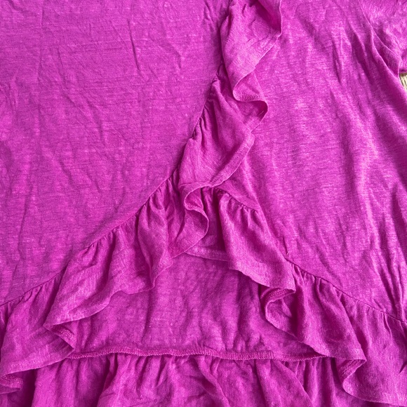 J. Crew Ruffle Back Linen Pink Tee - Picture 4 of 5